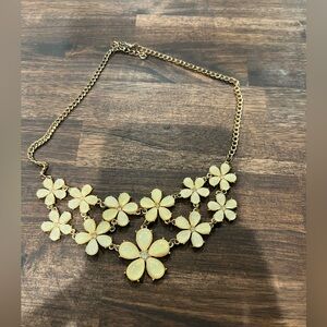 Sparkly golden yellow floral statement necklace